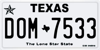 TX license plate DOM7533