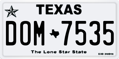 TX license plate DOM7535