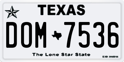 TX license plate DOM7536