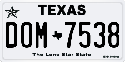 TX license plate DOM7538
