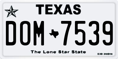 TX license plate DOM7539