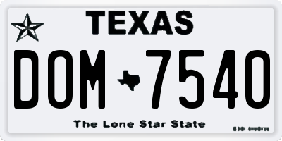 TX license plate DOM7540