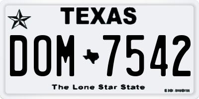 TX license plate DOM7542