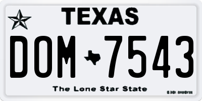 TX license plate DOM7543