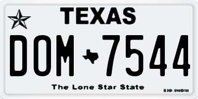 TX license plate DOM7544