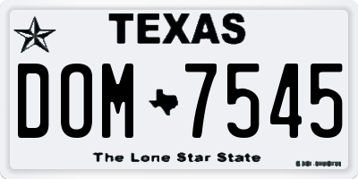 TX license plate DOM7545