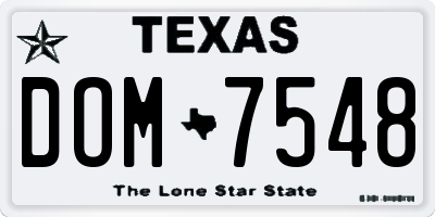 TX license plate DOM7548