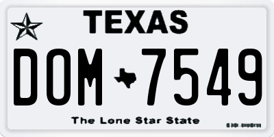 TX license plate DOM7549