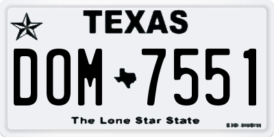 TX license plate DOM7551