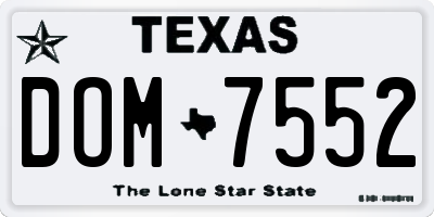 TX license plate DOM7552