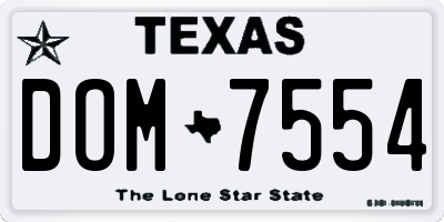 TX license plate DOM7554