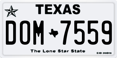 TX license plate DOM7559