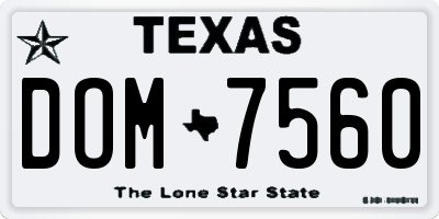 TX license plate DOM7560
