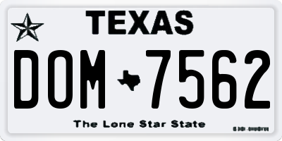 TX license plate DOM7562