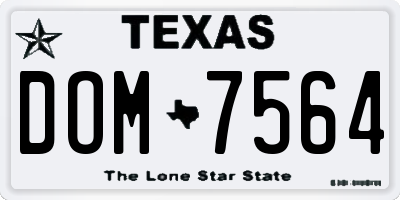 TX license plate DOM7564