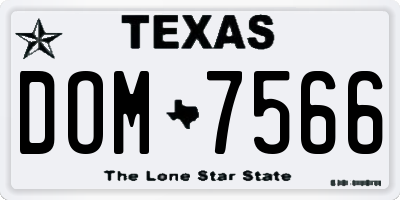 TX license plate DOM7566
