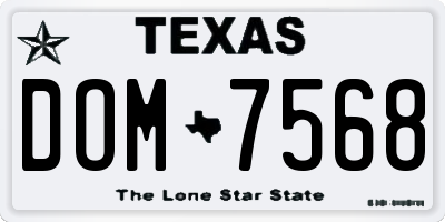 TX license plate DOM7568