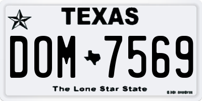 TX license plate DOM7569