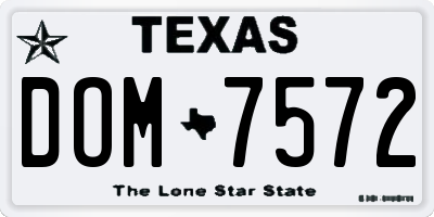TX license plate DOM7572