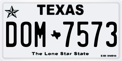TX license plate DOM7573