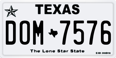 TX license plate DOM7576