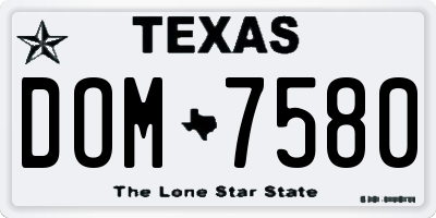 TX license plate DOM7580
