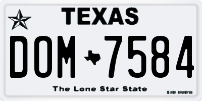 TX license plate DOM7584