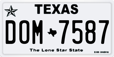 TX license plate DOM7587
