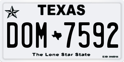 TX license plate DOM7592