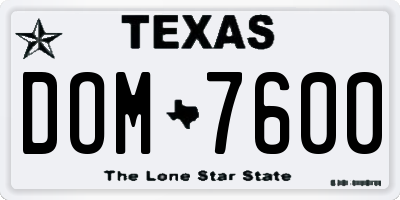 TX license plate DOM7600