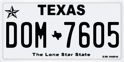 TX license plate DOM7605
