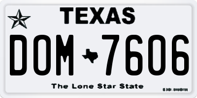 TX license plate DOM7606