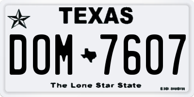TX license plate DOM7607