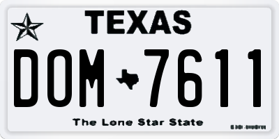 TX license plate DOM7611