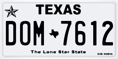 TX license plate DOM7612