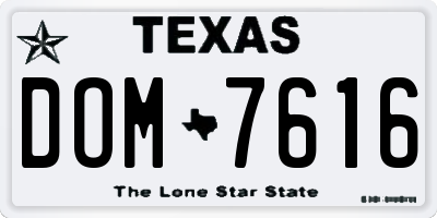 TX license plate DOM7616