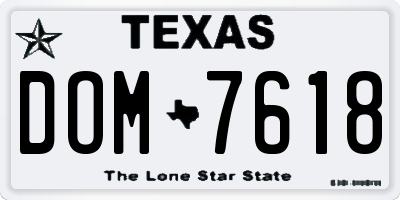 TX license plate DOM7618