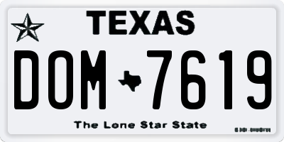 TX license plate DOM7619
