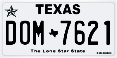 TX license plate DOM7621