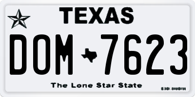 TX license plate DOM7623
