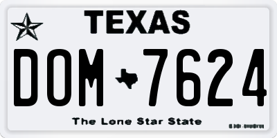 TX license plate DOM7624