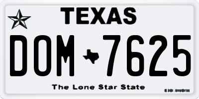 TX license plate DOM7625