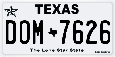 TX license plate DOM7626