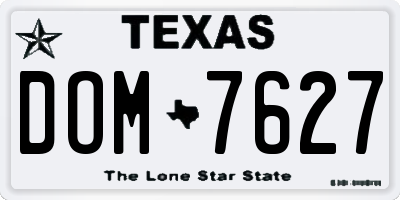 TX license plate DOM7627