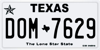 TX license plate DOM7629
