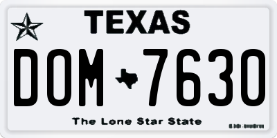 TX license plate DOM7630