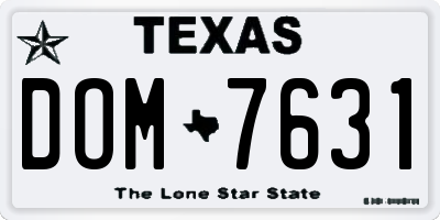 TX license plate DOM7631