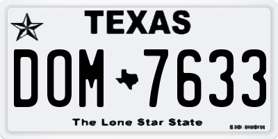 TX license plate DOM7633