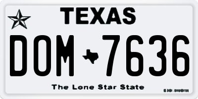 TX license plate DOM7636