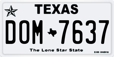 TX license plate DOM7637